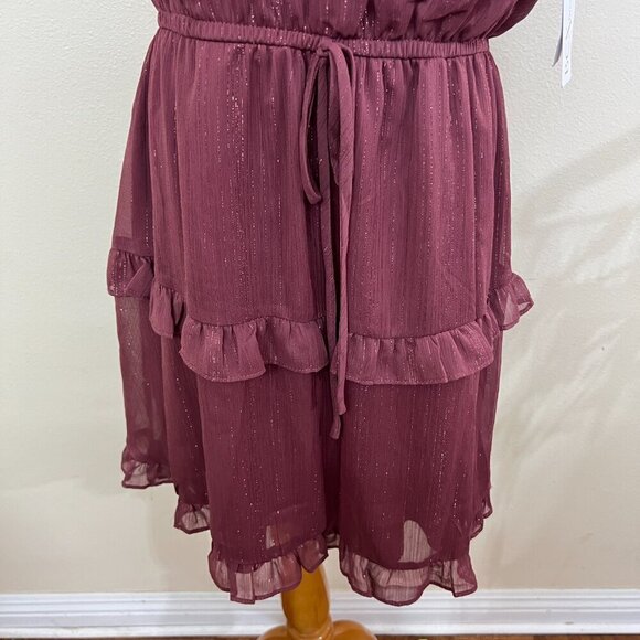 BCX Womens Juniors Tie Waist Short Mini Dress XTRA LARGE In Mauve Red - Picture 5 of 11